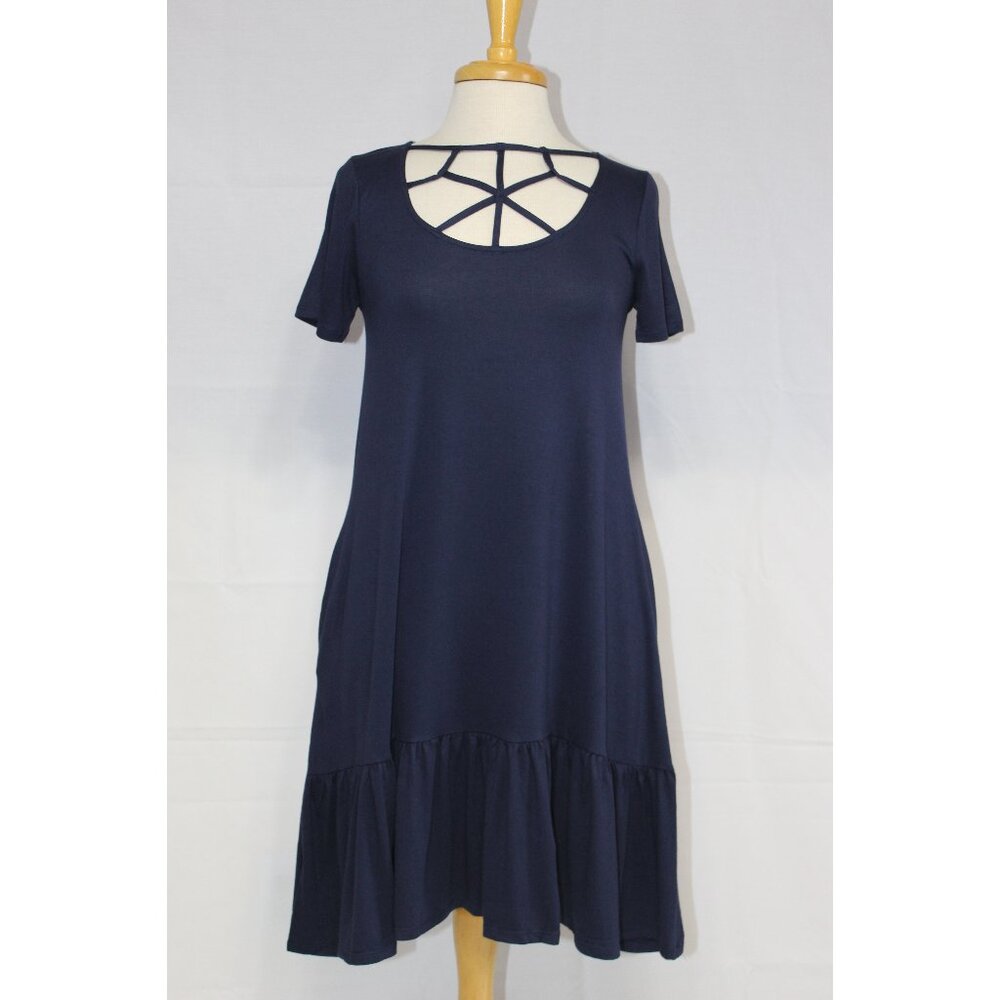 Zenana Casual Dress-Knee Length-#7041-Sizes S to 3X-NAVY BLUE-NEW